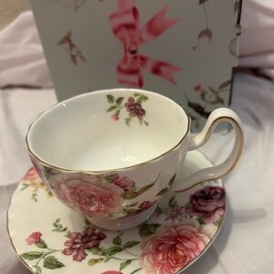 Floral Porcelain Tea Cup and Saucer Set